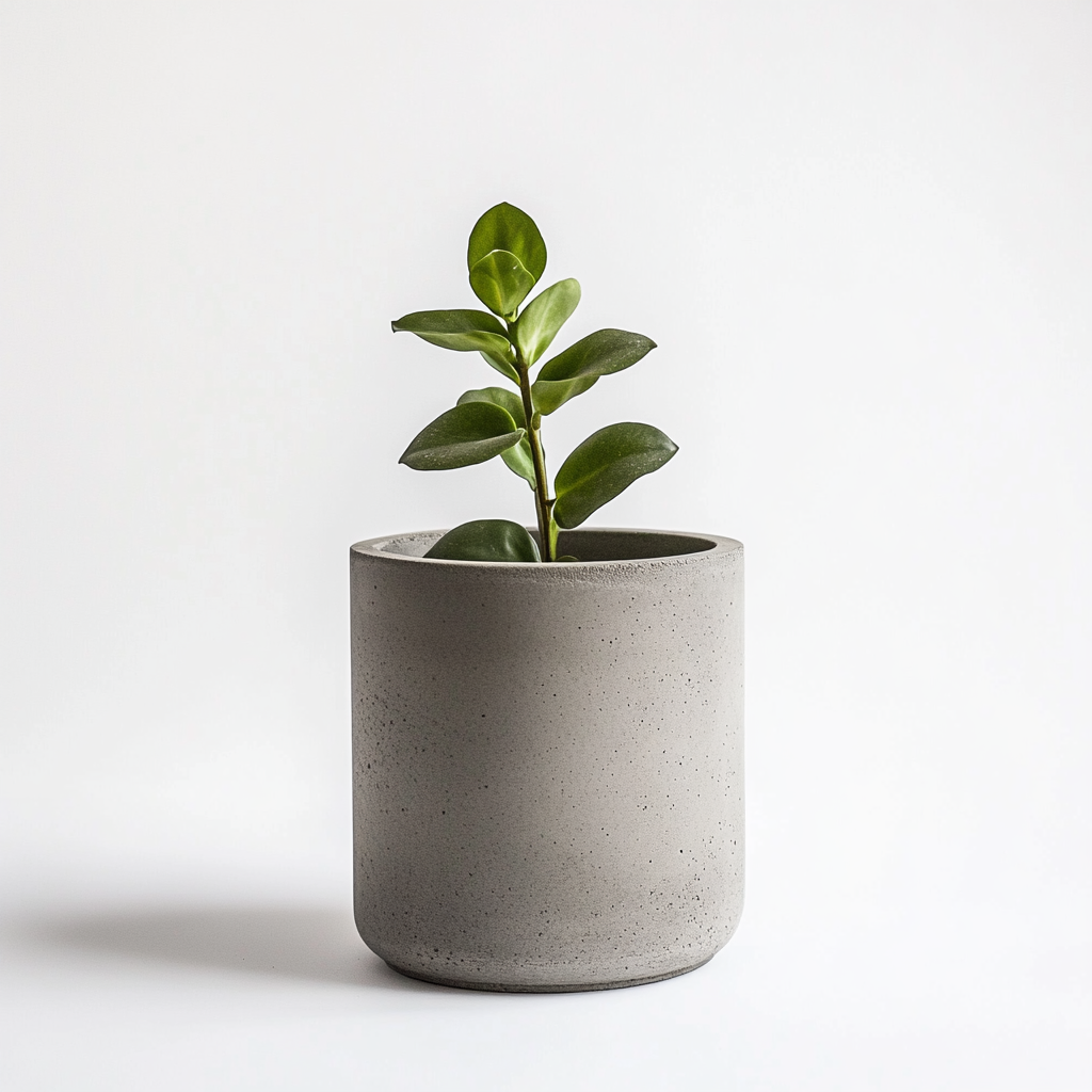 Oimwn Modern Planter Pot - Durable Concrete-Texture Decorative Flower Pot with Drainage for Indoor Plants, Succulents & Home Decor - Matte Grey