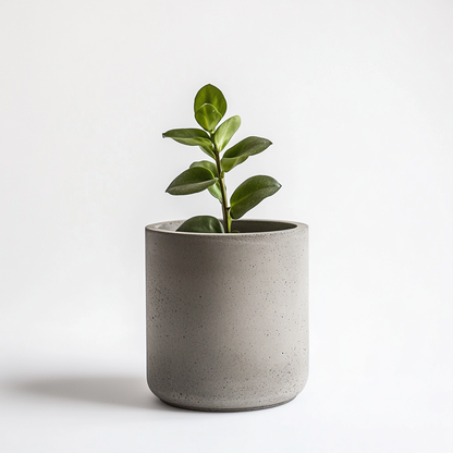Oimwn Modern Planter Pot - Durable Concrete-Texture Decorative Flower Pot with Drainage for Indoor Plants, Succulents & Home Decor - Matte Grey