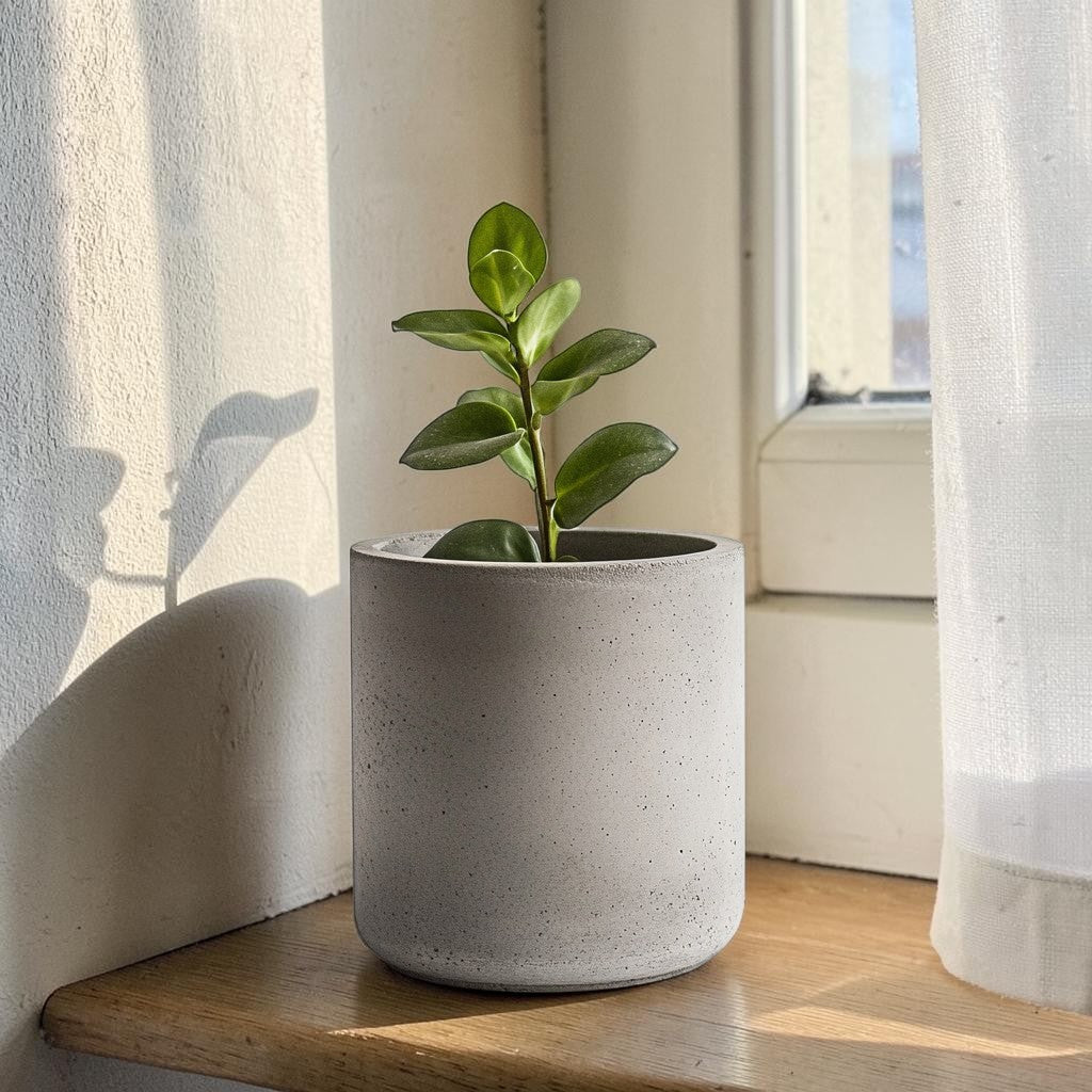 Oimwn Modern Planter Pot - Durable Concrete-Texture Decorative Flower Pot with Drainage for Indoor Plants, Succulents & Home Decor - Matte Grey