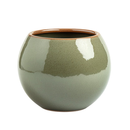 Oimwn Glazed Ceramic Planter Pot - Breathable Decorative Flower Pot for Succulents, Indoor Herbs & Flowers - Earthy Tones